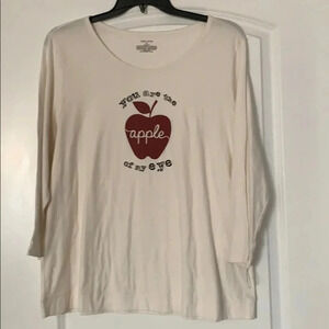 Sleep Sense YOUR THE APPLE OF MY EYE Pajama Top 100% Cotton Loungewear